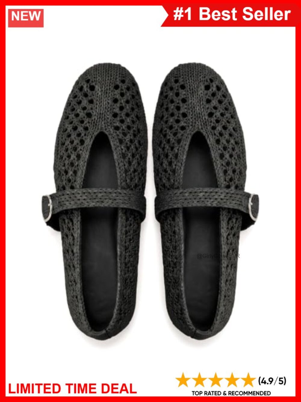 Woven Raffia Mesh Ballet Flats Round Toe Mary Janes Comfortable